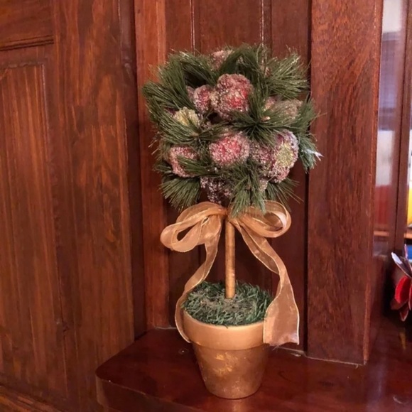 GORGEOUS NWT CHRISTMAS FRUIT TOPIARY TREE ORNATE WITH BRONZE BOW❤️SHIP SAME DAY - Picture 2 of 6